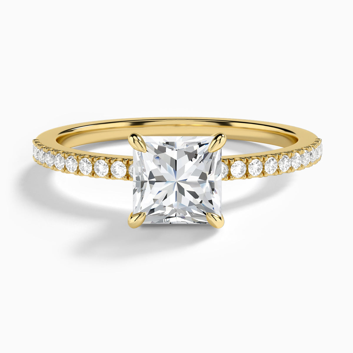 Princess Petite Aurea Lab Grown Diamond Engagement Ring In 18K Yellow Gold - Lucenjuri