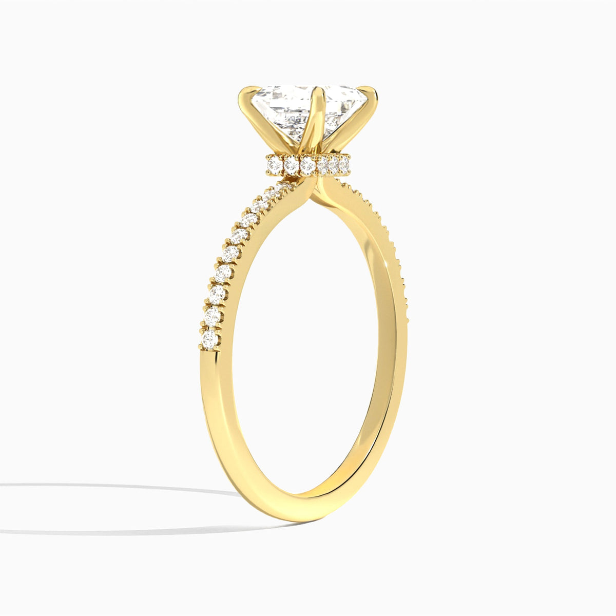 Princess Petite Aurea Lab Grown Diamond Engagement Ring In 14K Yellow Gold, Angle View
