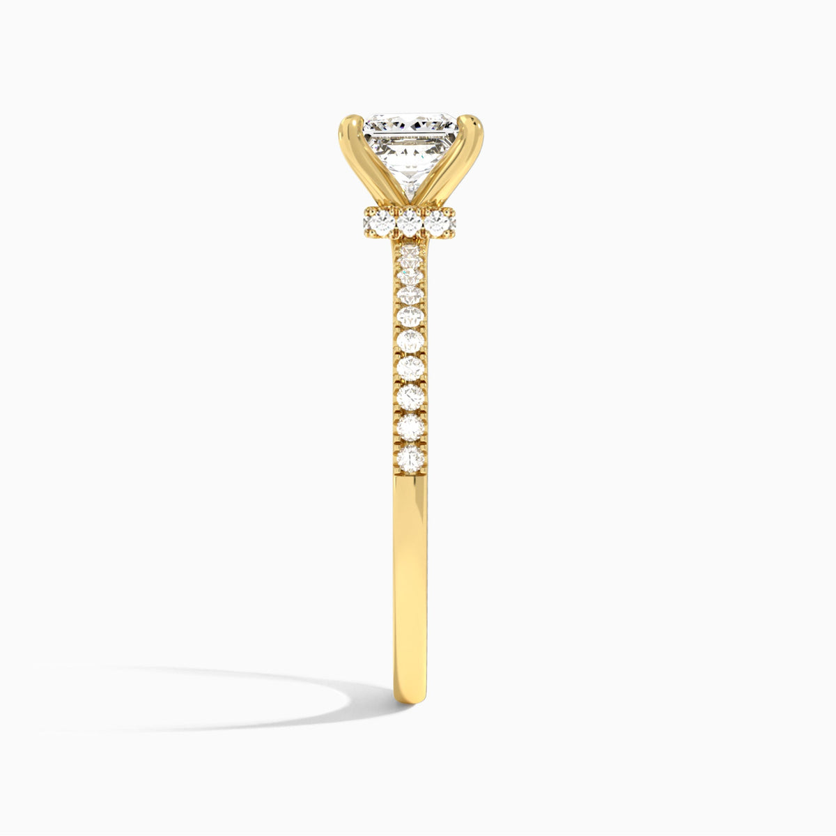 Princess Petite Aurea Lab Grown Diamond Engagement Ring In 14K Yellow Gold, Side View