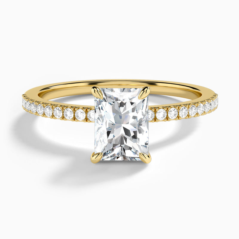 Radiant Petite Aurea Lab Grown Diamond Engagement Ring In 14K Yellow Gold - Lucenjuri