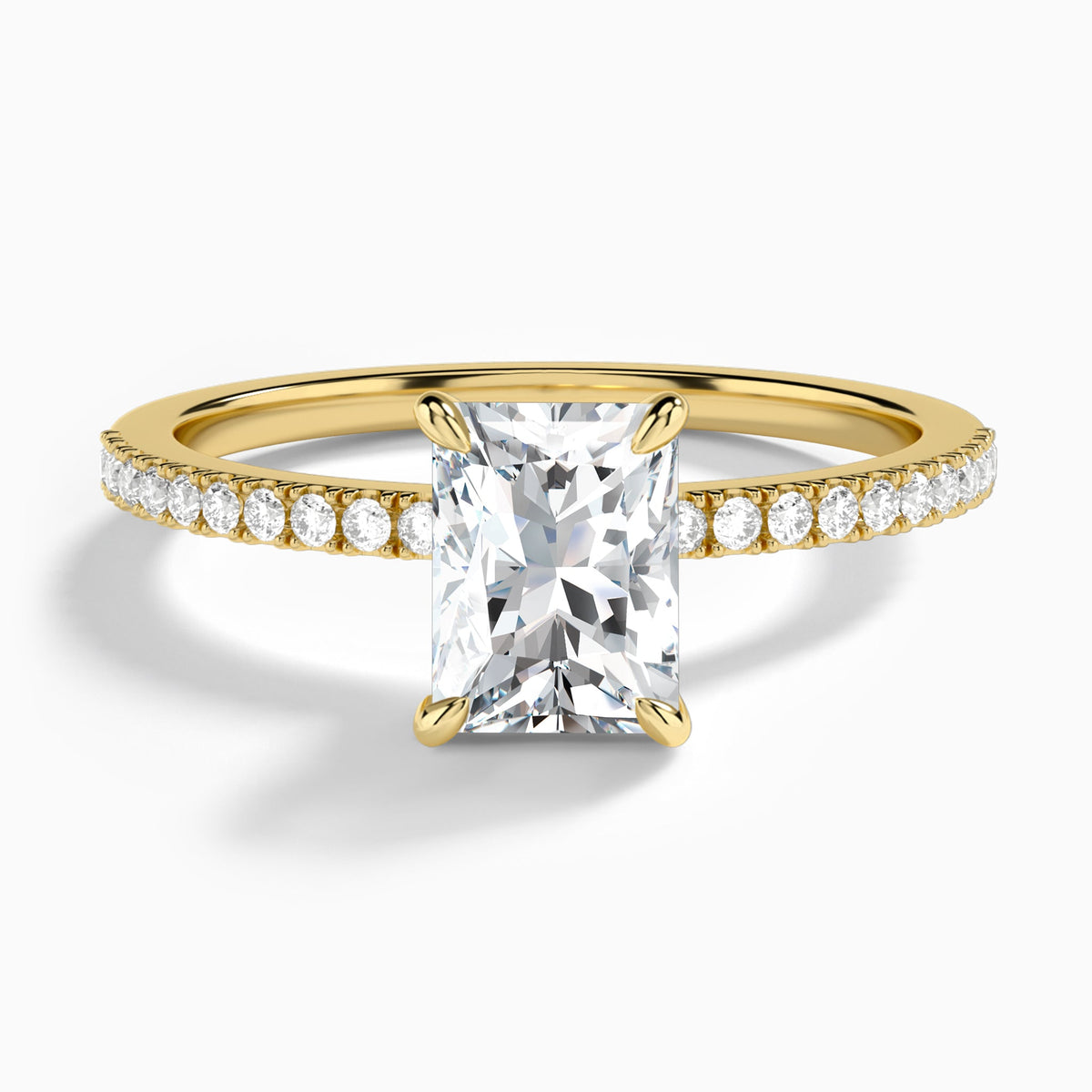 Radiant Petite Aurea Lab Grown Diamond Engagement Ring In 14K Yellow Gold - Lucenjuri
