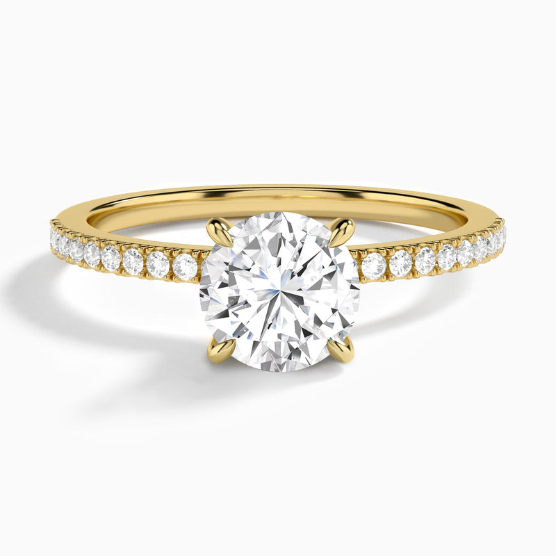 Round Petite Aurea Lab Grown Diamond Engagement Ring In 14K Yellow Gold - Lucenjuri