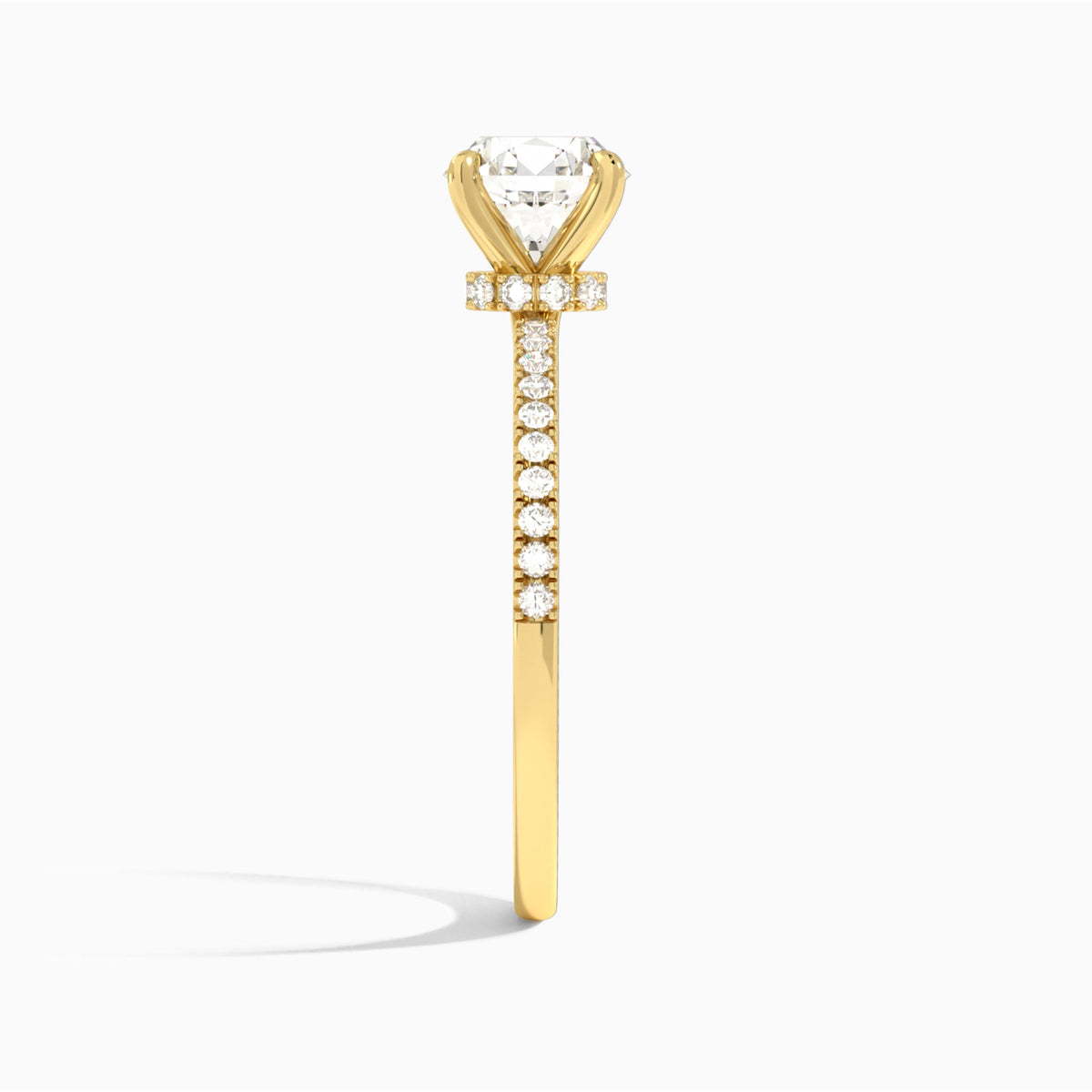 Round Petite Aurea Lab Grown Diamond Engagement Ring In 14K Yellow Gold, Side View
