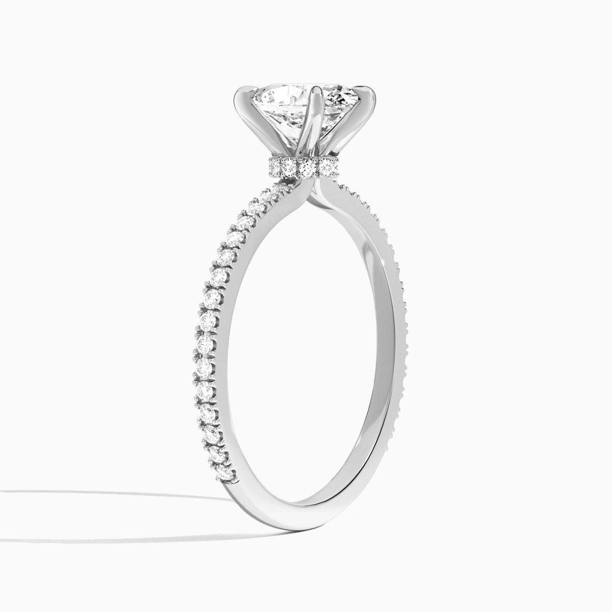 Oval Aurea Lab Grown Diamond Engagement Ring In Platinum, Angle View