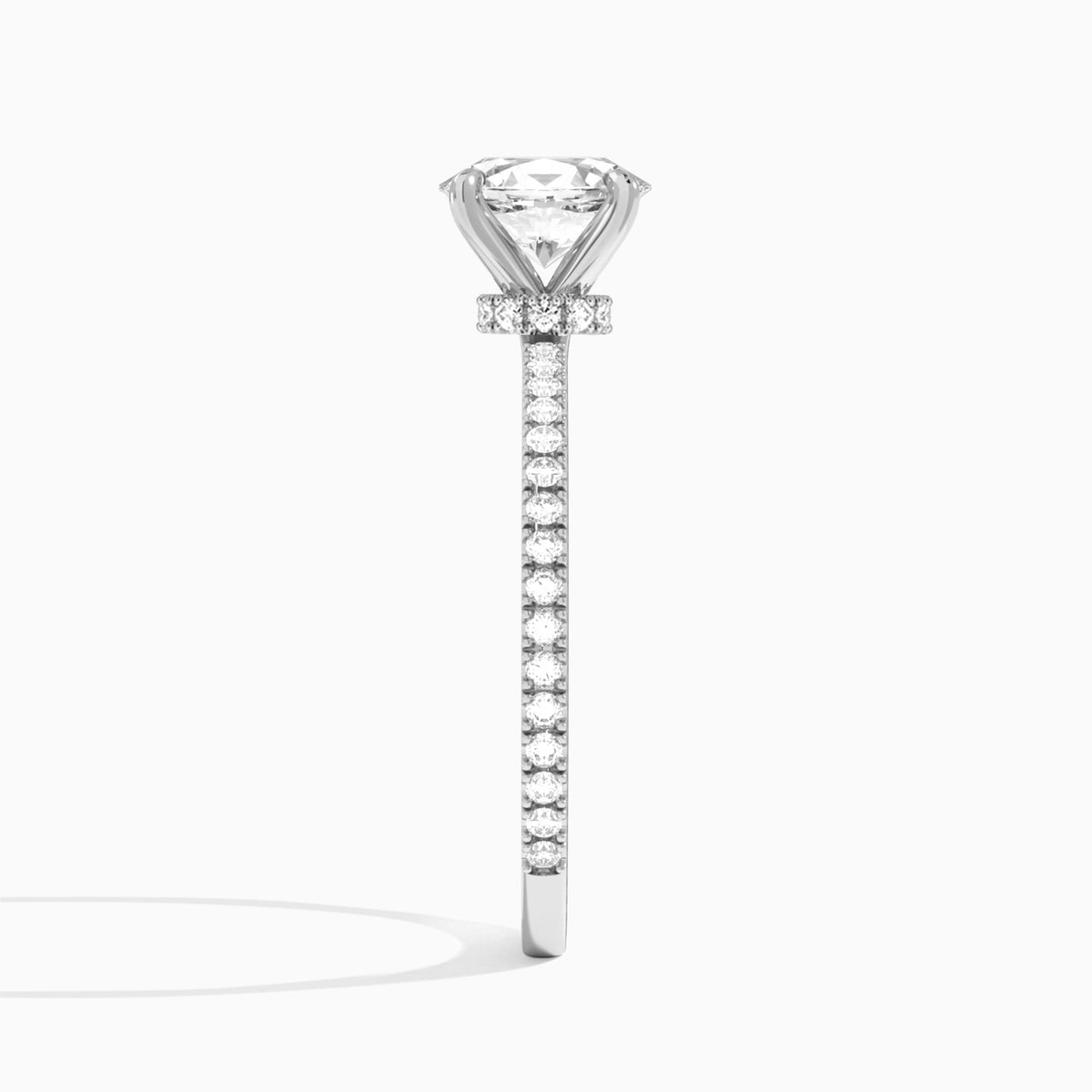 Oval Aurea Lab Grown Diamond Engagement Ring In Platinum, Side View