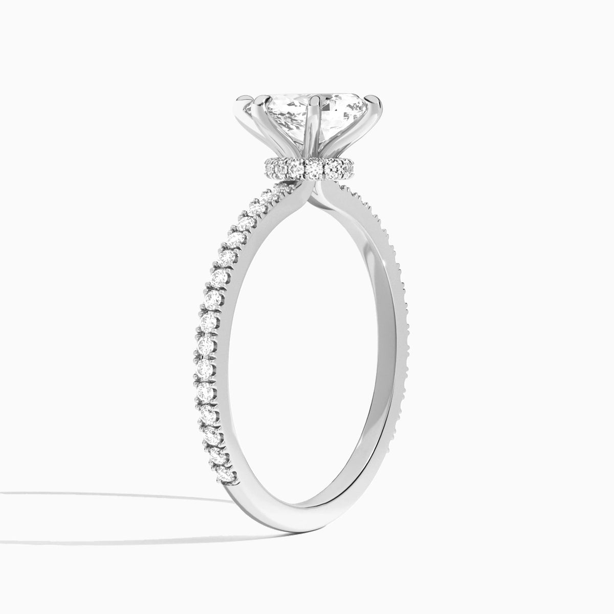 Pear Aurea Lab Grown Diamond Engagement Ring In Platinum, Angle View