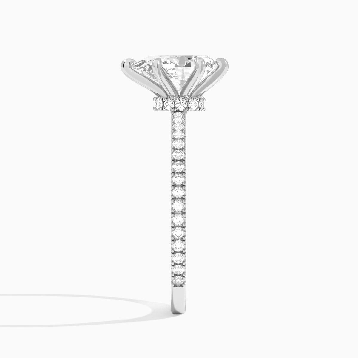 Pear Aurea Lab Grown Diamond Engagement Ring In Platinum, Side View