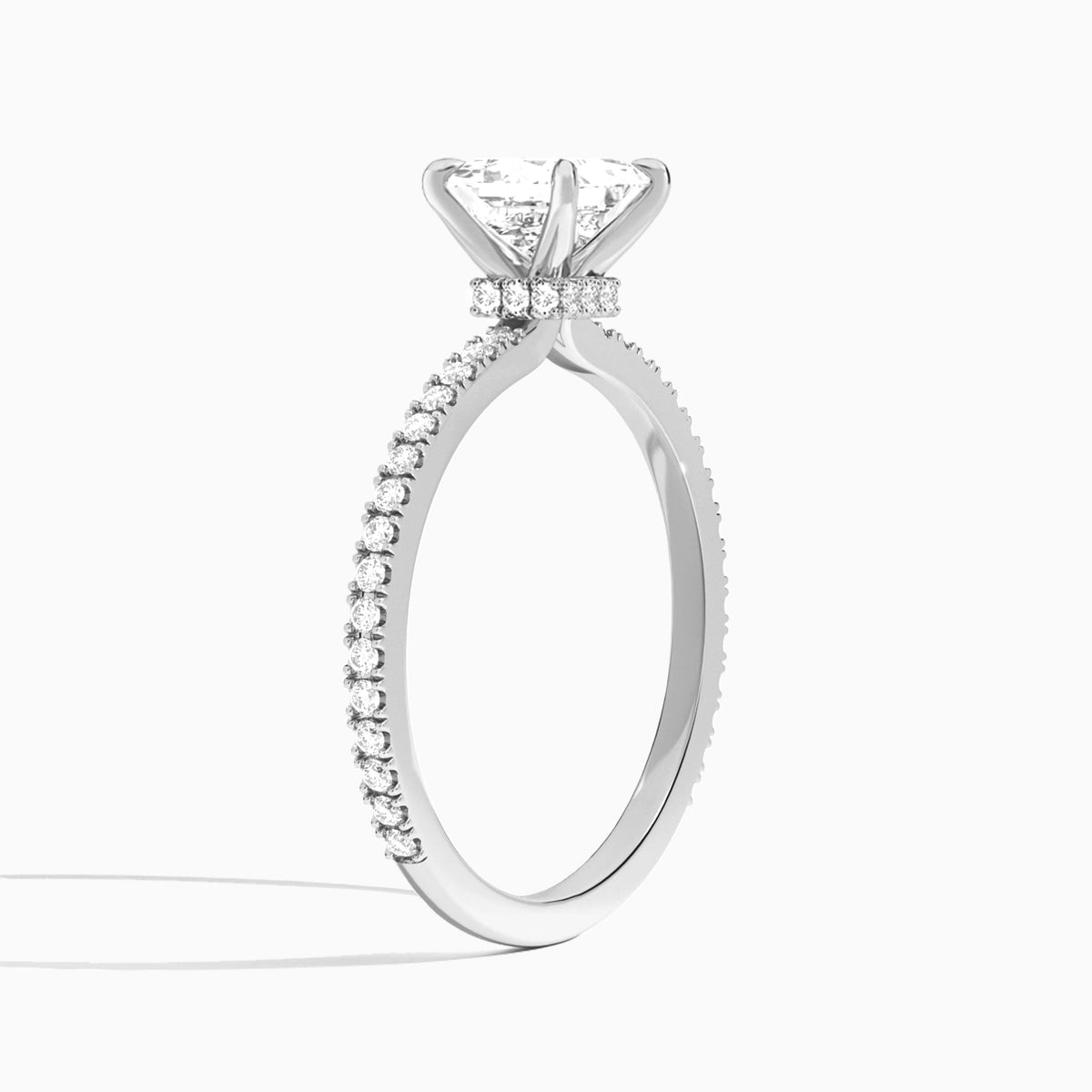 Princess Aurea Lab Grown Diamond Engagement Ring In Platinum, Angle View