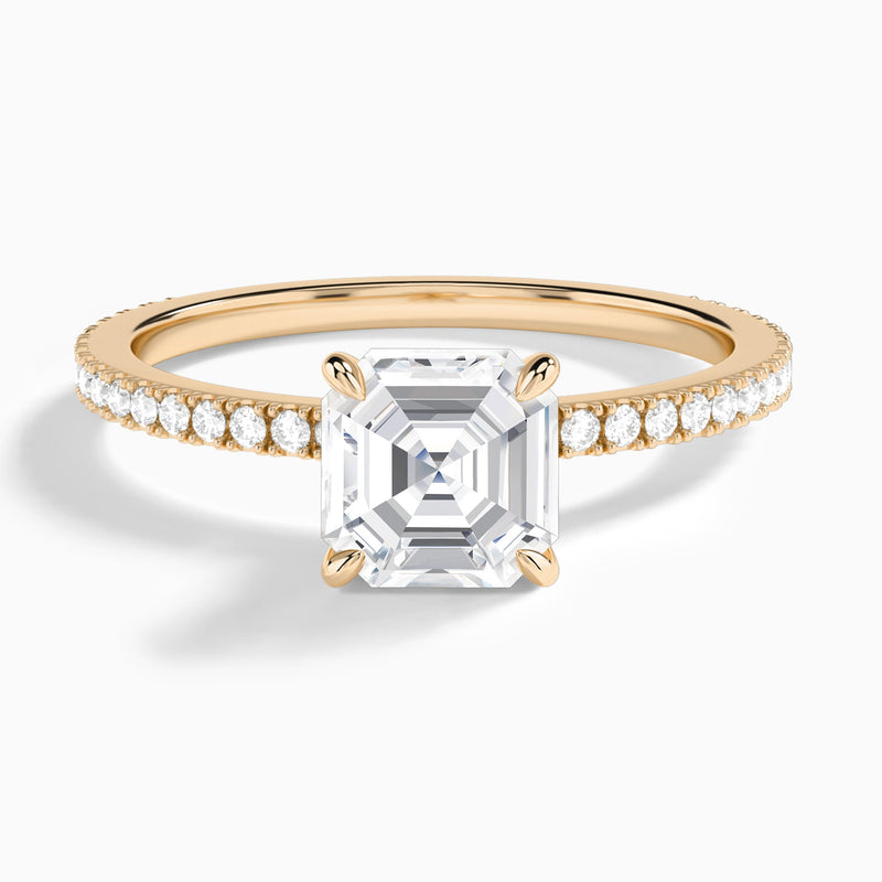 Asscher Aurea Lab Grown Diamond Engagement Ring In 14K Rose Gold - Lucenjuri