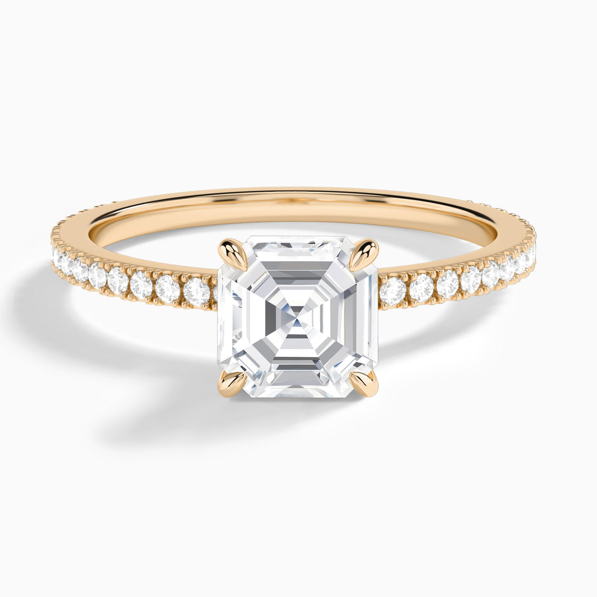 Asscher Aurea Lab Grown Diamond Engagement Ring In 14K Rose Gold - Lucenjuri
