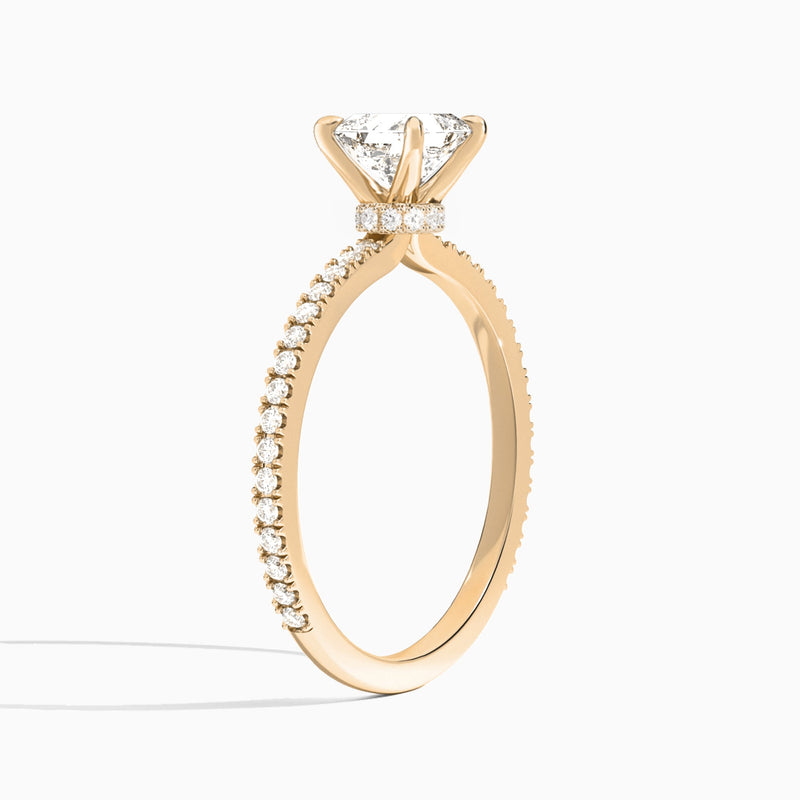 Asscher Aurea Lab Grown Diamond Engagement Ring In 14K Rose Gold, Angle View