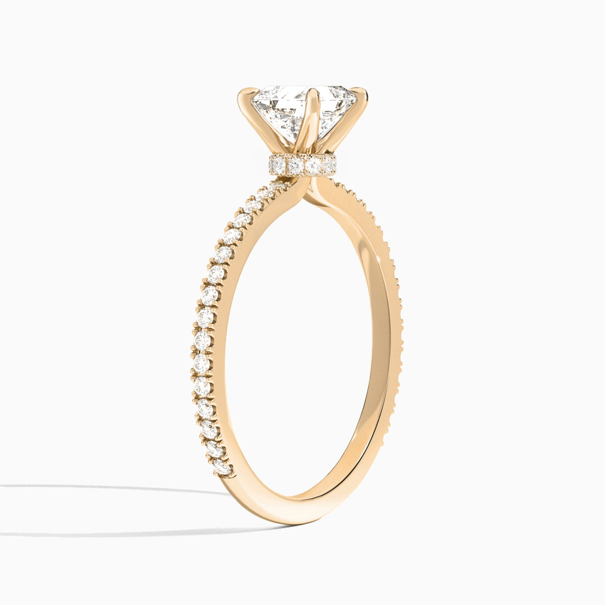 Asscher Aurea Lab Grown Diamond Engagement Ring In 14K Rose Gold, Angle View