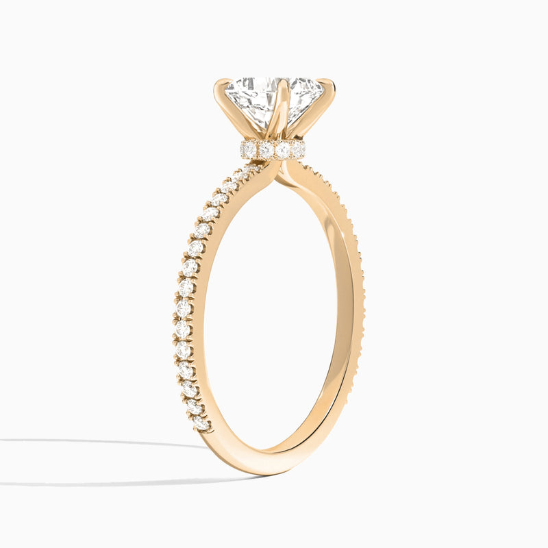 Cushion Aurea Lab Grown Diamond Engagement Ring In 14K Rose Gold, Angle View