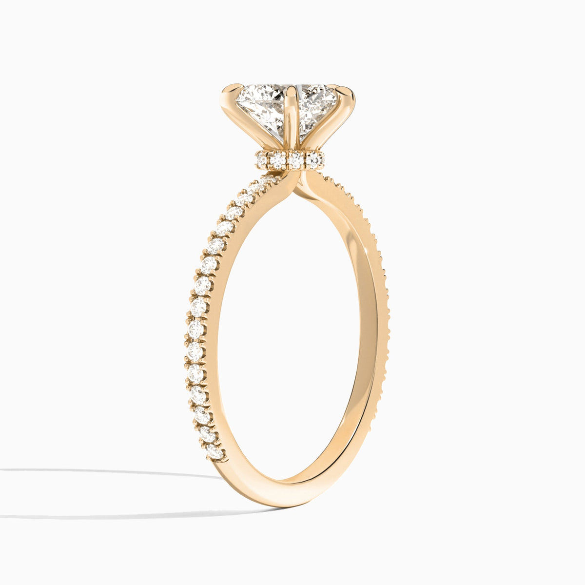 Heart Aurea Lab Grown Diamond Engagement Ring In 14K Rose Gold, Angle View