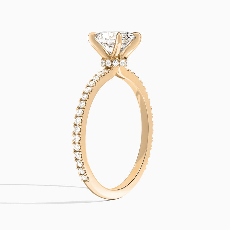 Oval Aurea Lab Grown Diamond Engagement Ring In 14K Rose Gold, Angle View