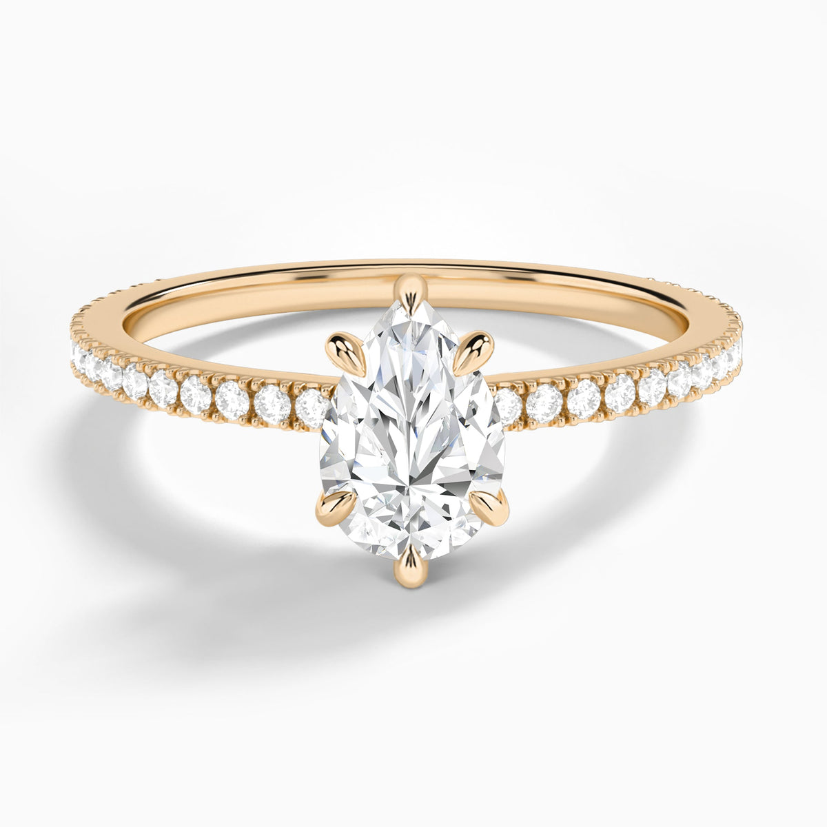 Pear Aurea Lab Grown Diamond Engagement Ring In 14K Rose Gold - Lucenjuri