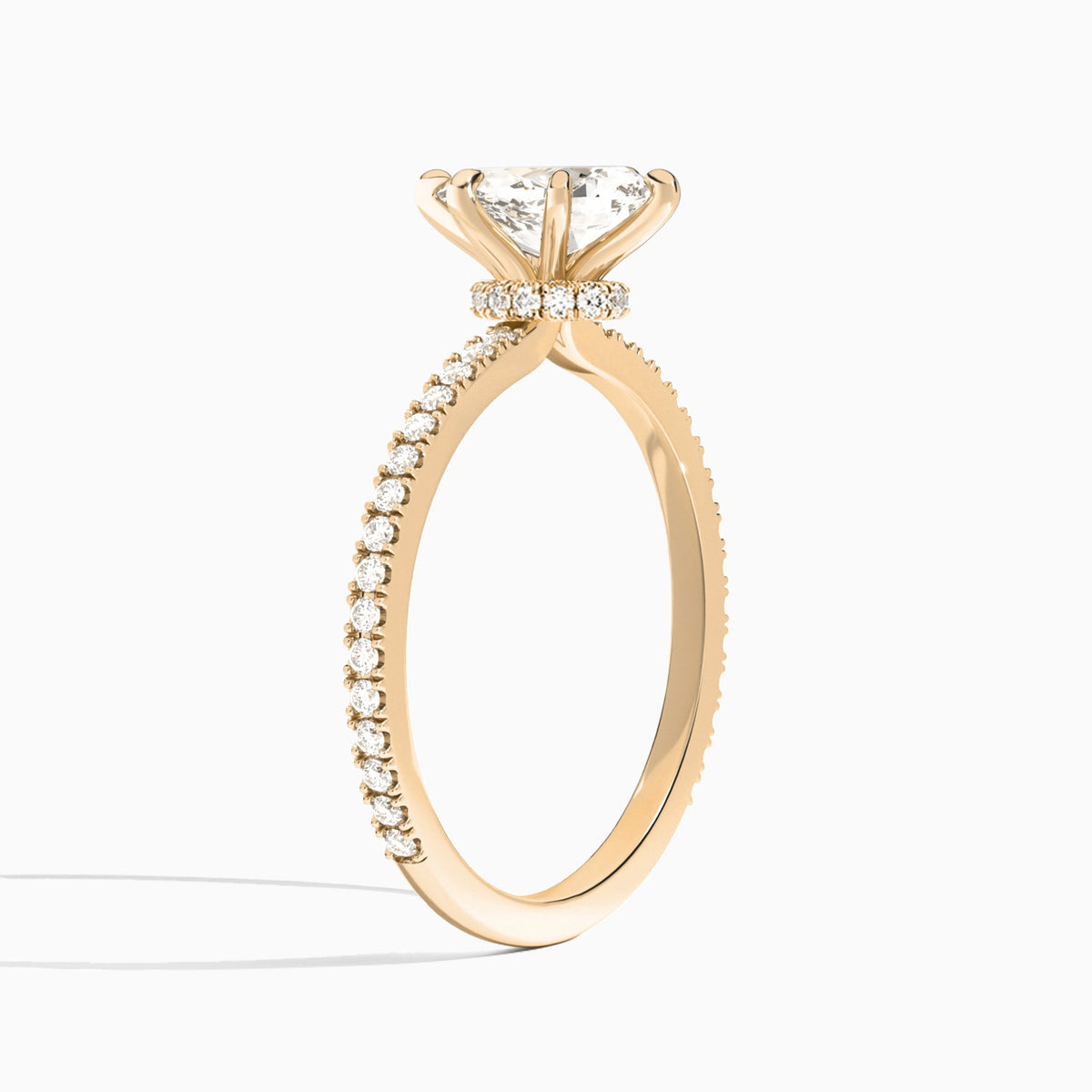 Pear Aurea Lab Grown Diamond Engagement Ring In 14K Rose Gold, Angle View