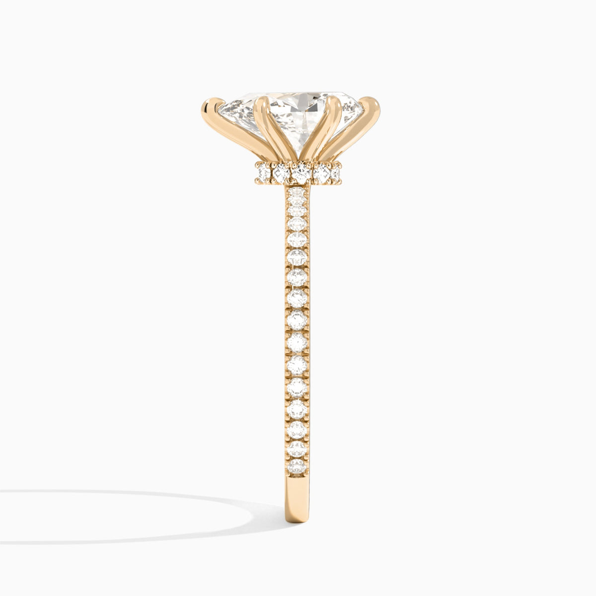 Pear Aurea Lab Grown Diamond Engagement Ring In 14K Rose Gold, Side View