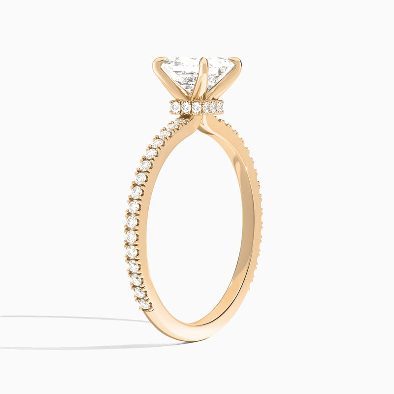 Princess Aurea Lab Grown Diamond Engagement Ring In 14K Rose Gold, Angle View