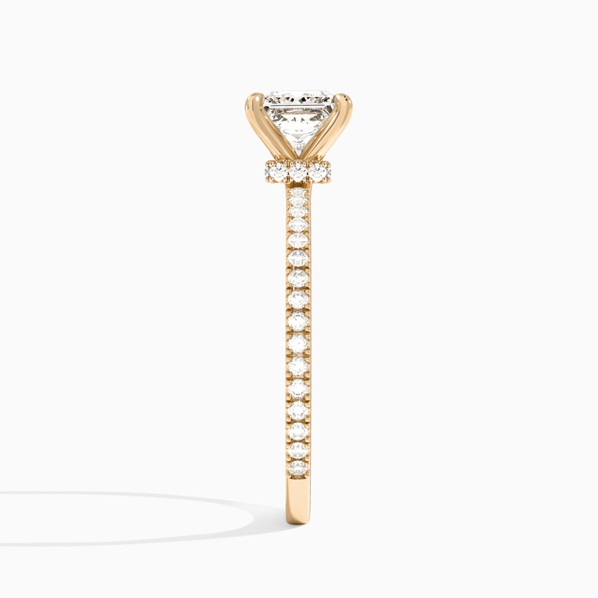 Princess Aurea Lab Grown Diamond Engagement Ring In 14K Rose Gold, Side View