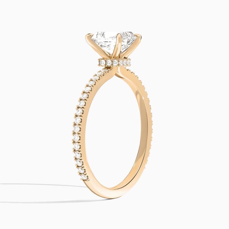 Radiant Aurea Lab Grown Diamond Engagement Ring In 14K Rose Gold, Angle View