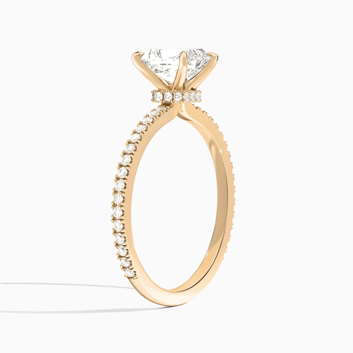 Radiant Aurea Lab Grown Diamond Engagement Ring In 14K Rose Gold, Angle View