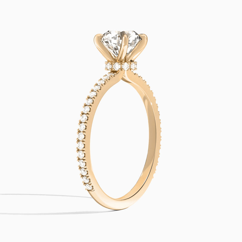 Round Aurea Lab Grown Diamond Engagement Ring In 14K Rose Gold, Angle View