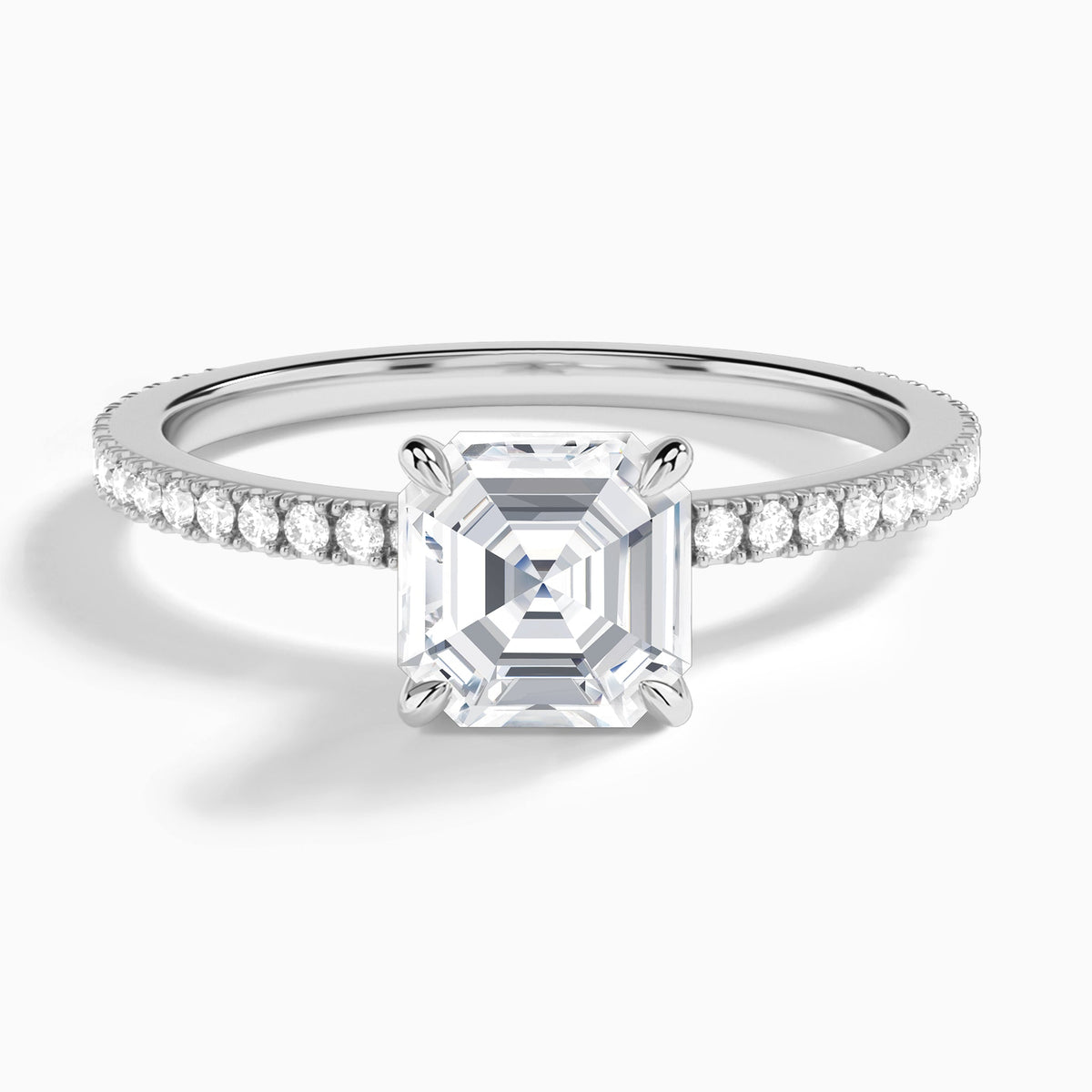Asscher Aurea Lab Grown Diamond Engagement Ring In 18K White Gold - Lucenjuri
