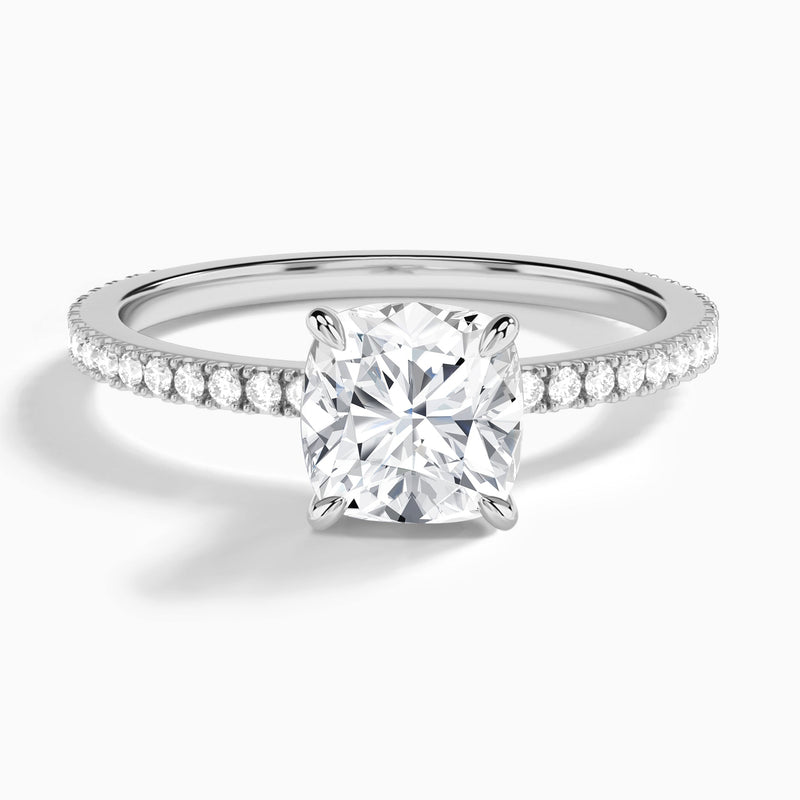 Cushion Aurea Lab Grown Diamond Engagement Ring In 18K White Gold - Lucenjuri