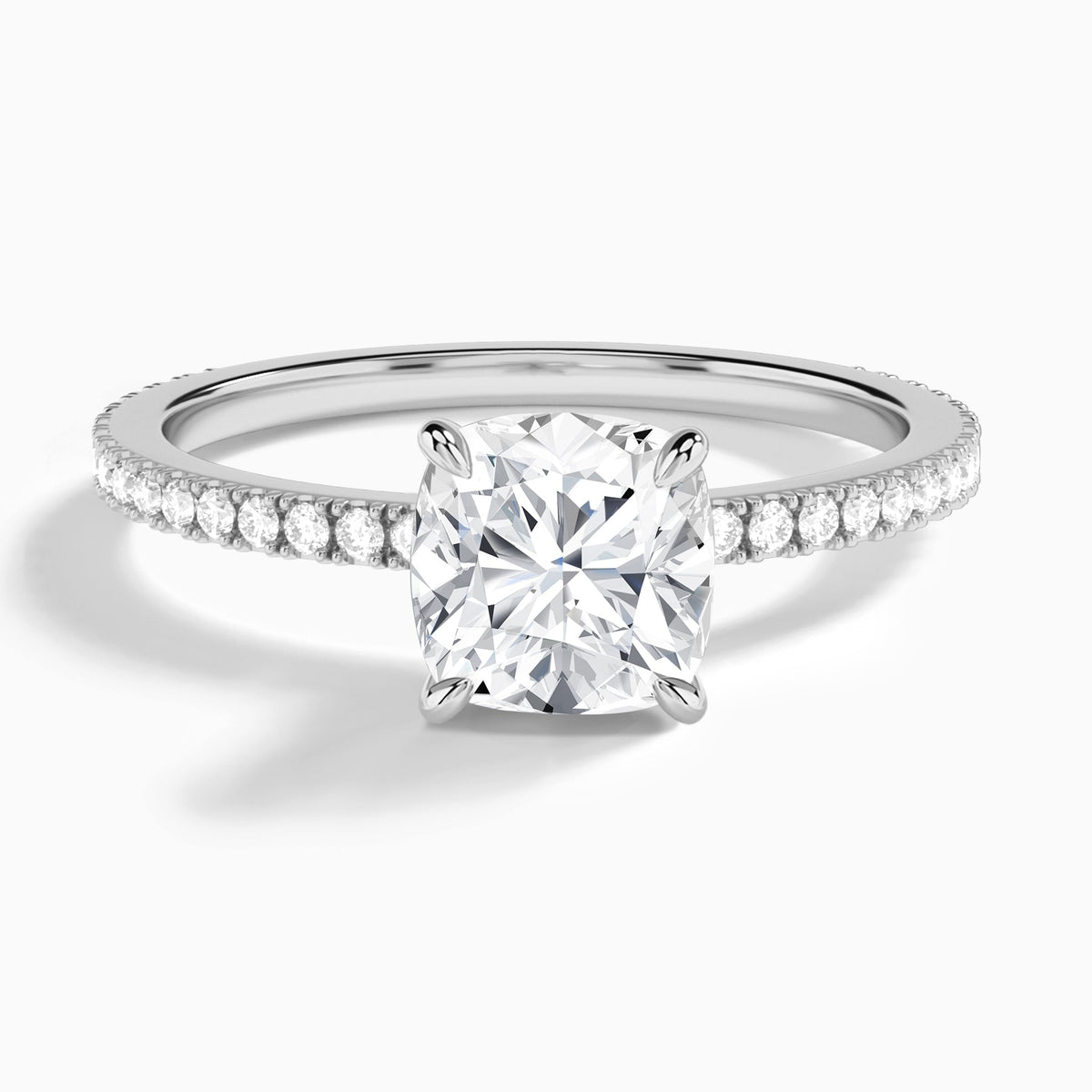 Cushion Aurea Lab Grown Diamond Engagement Ring In 18K White Gold - Lucenjuri