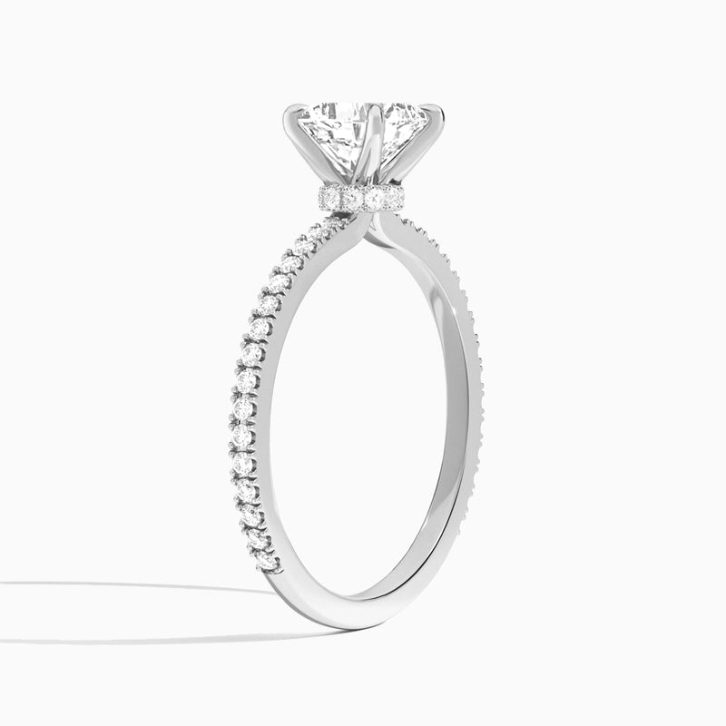 Cushion Aurea Lab Grown Diamond Engagement Ring In 18K White Gold, Angle View