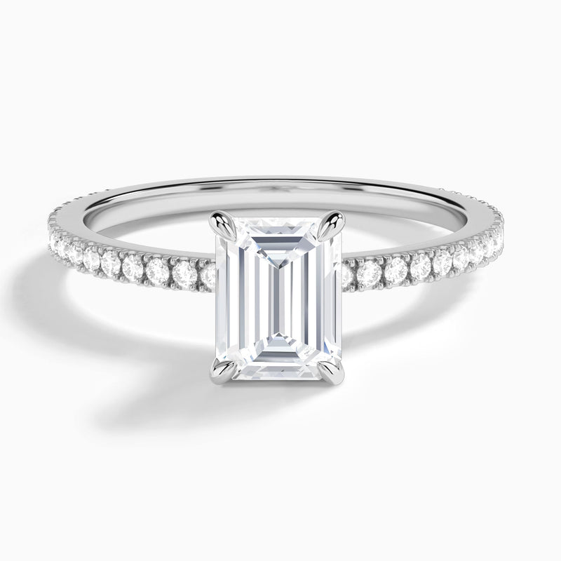 Emerald Aurea Lab Grown Diamond Engagement Ring In 18K White Gold - Lucenjuri