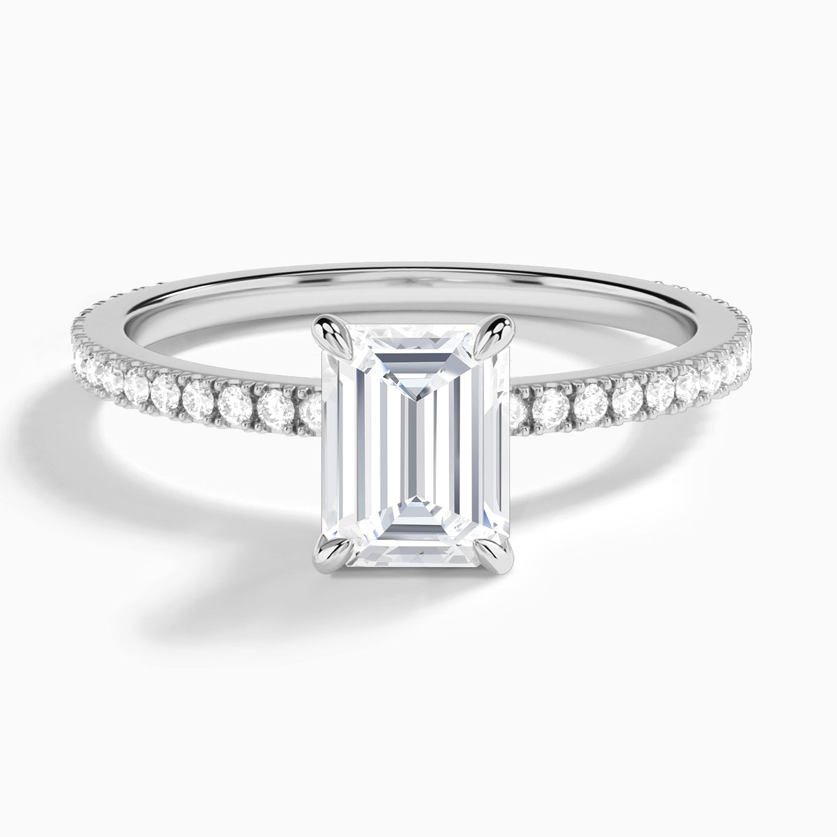 Emerald Aurea Lab Grown Diamond Engagement Ring In 18K White Gold - Lucenjuri