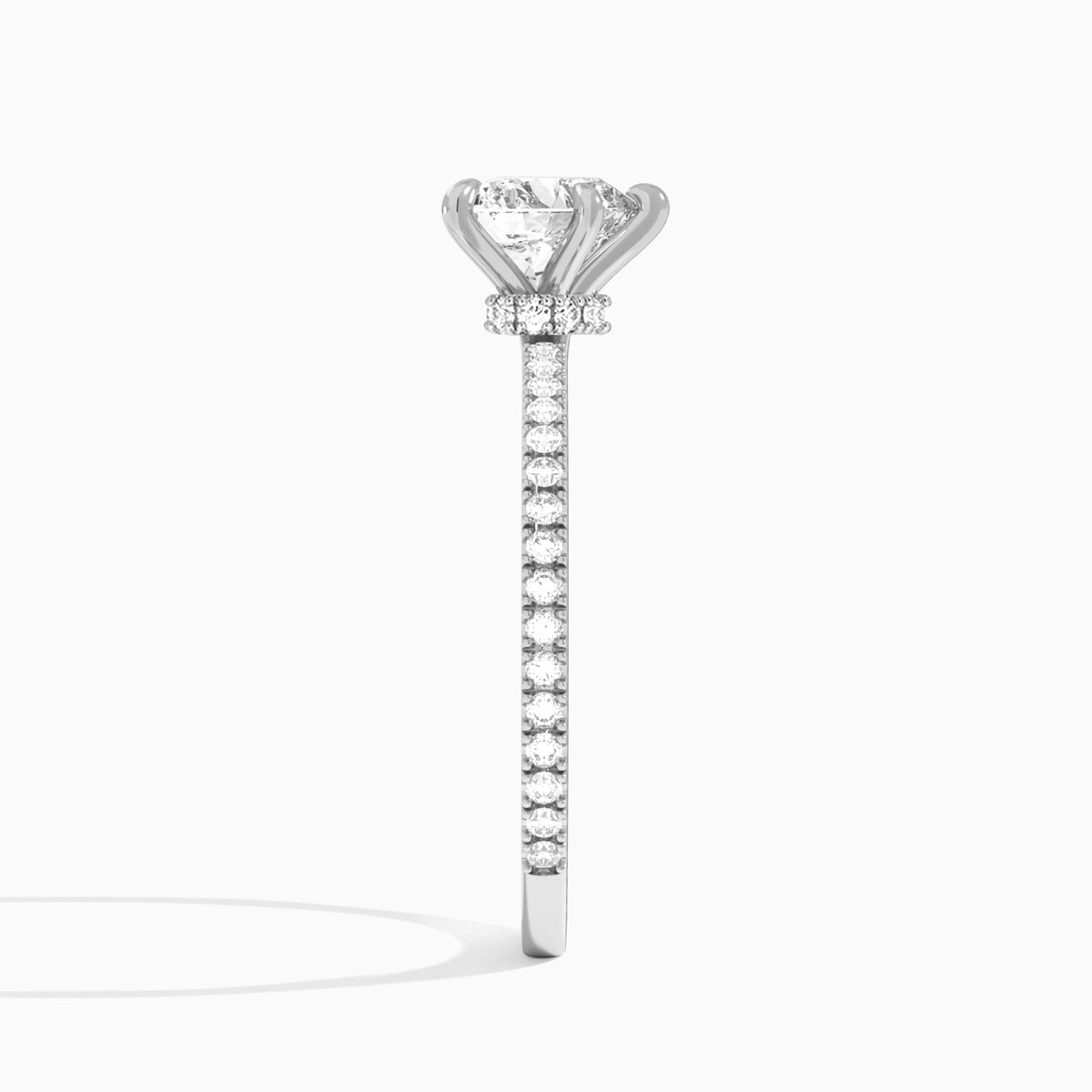 Heart Aurea Lab Grown Diamond Engagement Ring In 18K White Gold, Side View