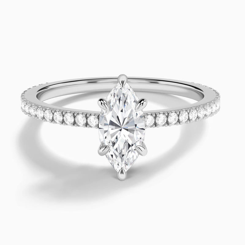Marquise Aurea Lab Grown Diamond Engagement Ring In 18K White Gold - Lucenjuri