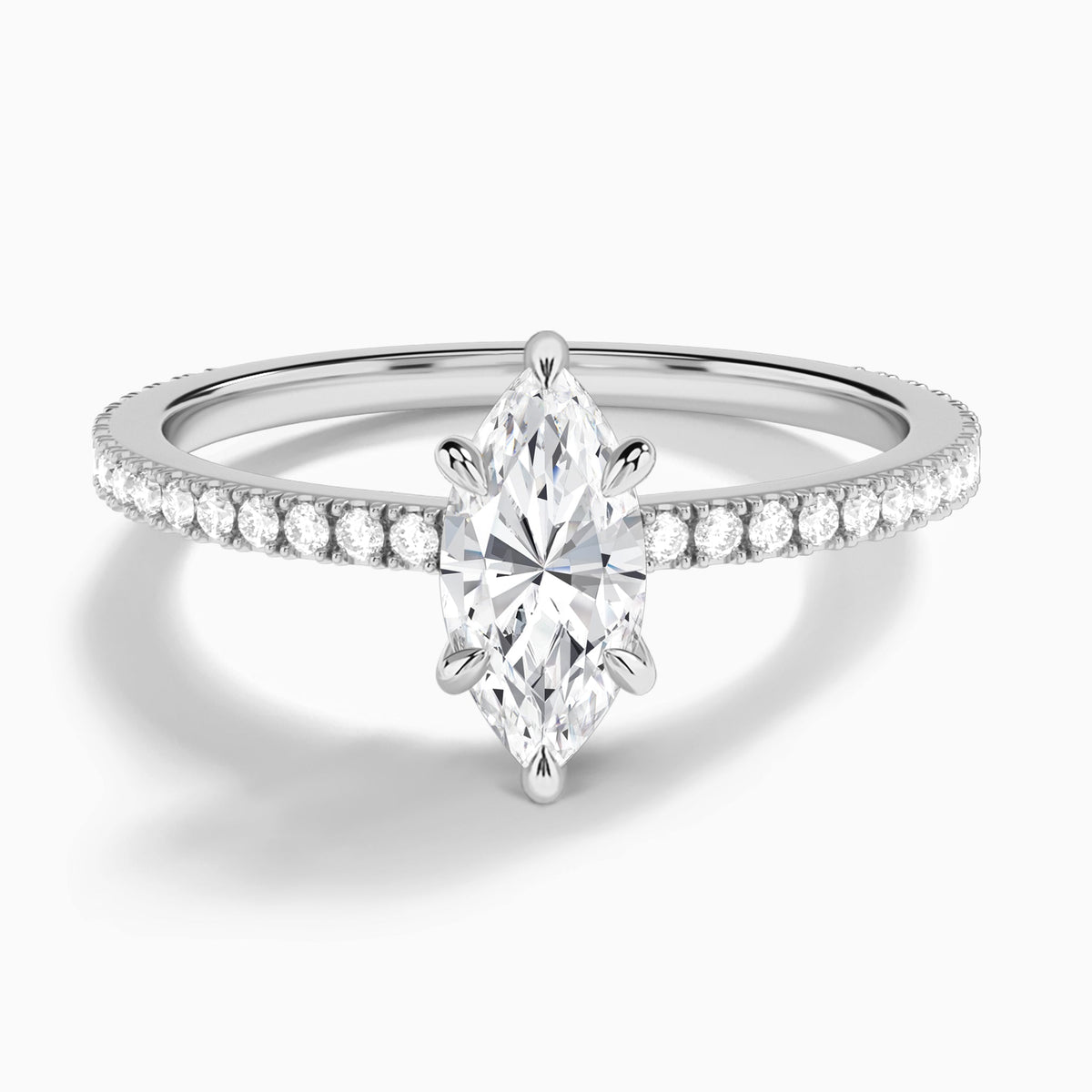 Marquise Aurea Lab Grown Diamond Engagement Ring In 18K White Gold - Lucenjuri