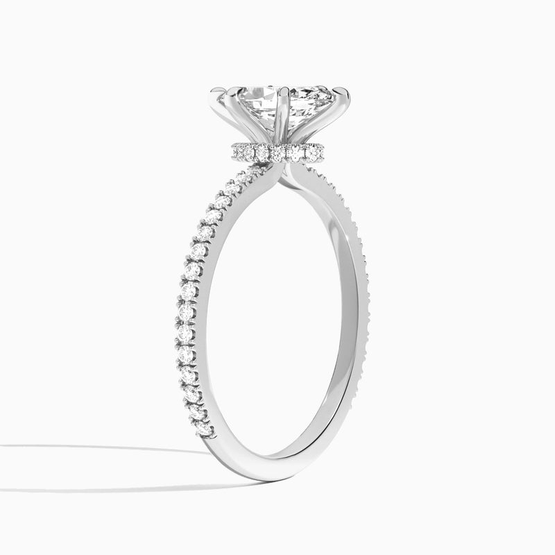 Marquise Aurea Lab Grown Diamond Engagement Ring In 18K White Gold, Angle View