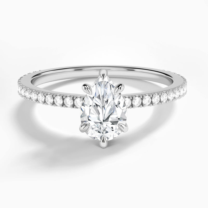 Pear Aurea Lab Grown Diamond Engagement Ring In 14K White Gold - Lucenjuri