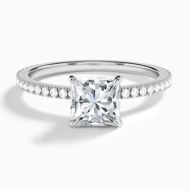 Princess Aurea Lab Grown Diamond Engagement Ring In 14K White Gold - Lucenjuri