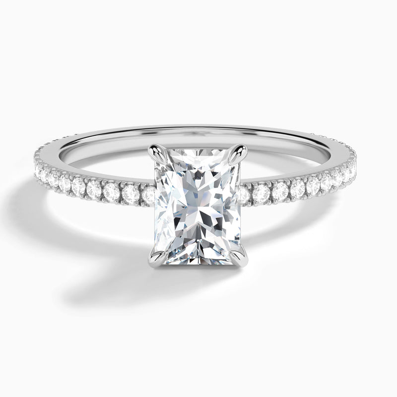 Radiant Aurea Lab Grown Diamond Engagement Ring In 14K White Gold - Lucenjuri