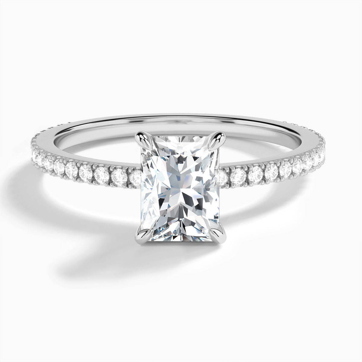 Radiant Aurea Lab Grown Diamond Engagement Ring In 14K White Gold - Lucenjuri