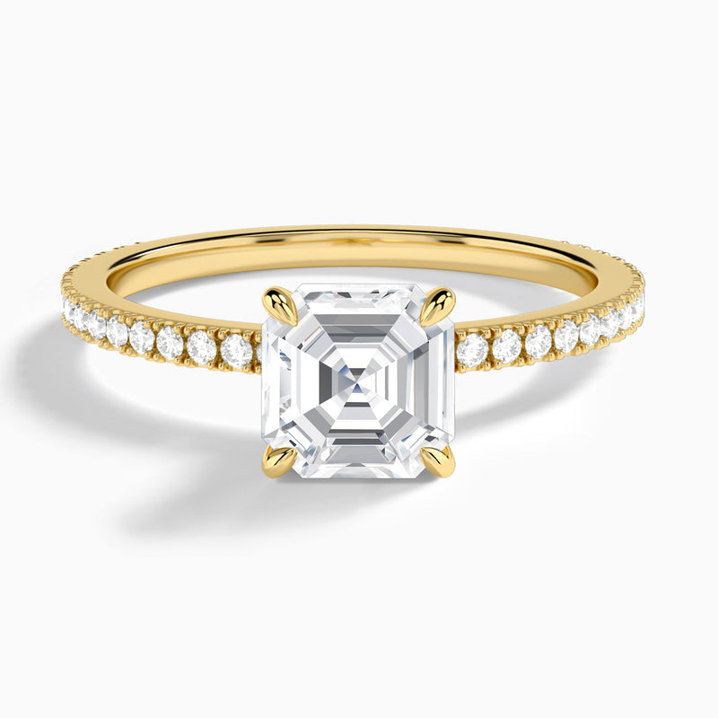 Asscher Aurea Lab Grown Diamond Engagement Ring In 18K Yellow Gold - Lucenjuri
