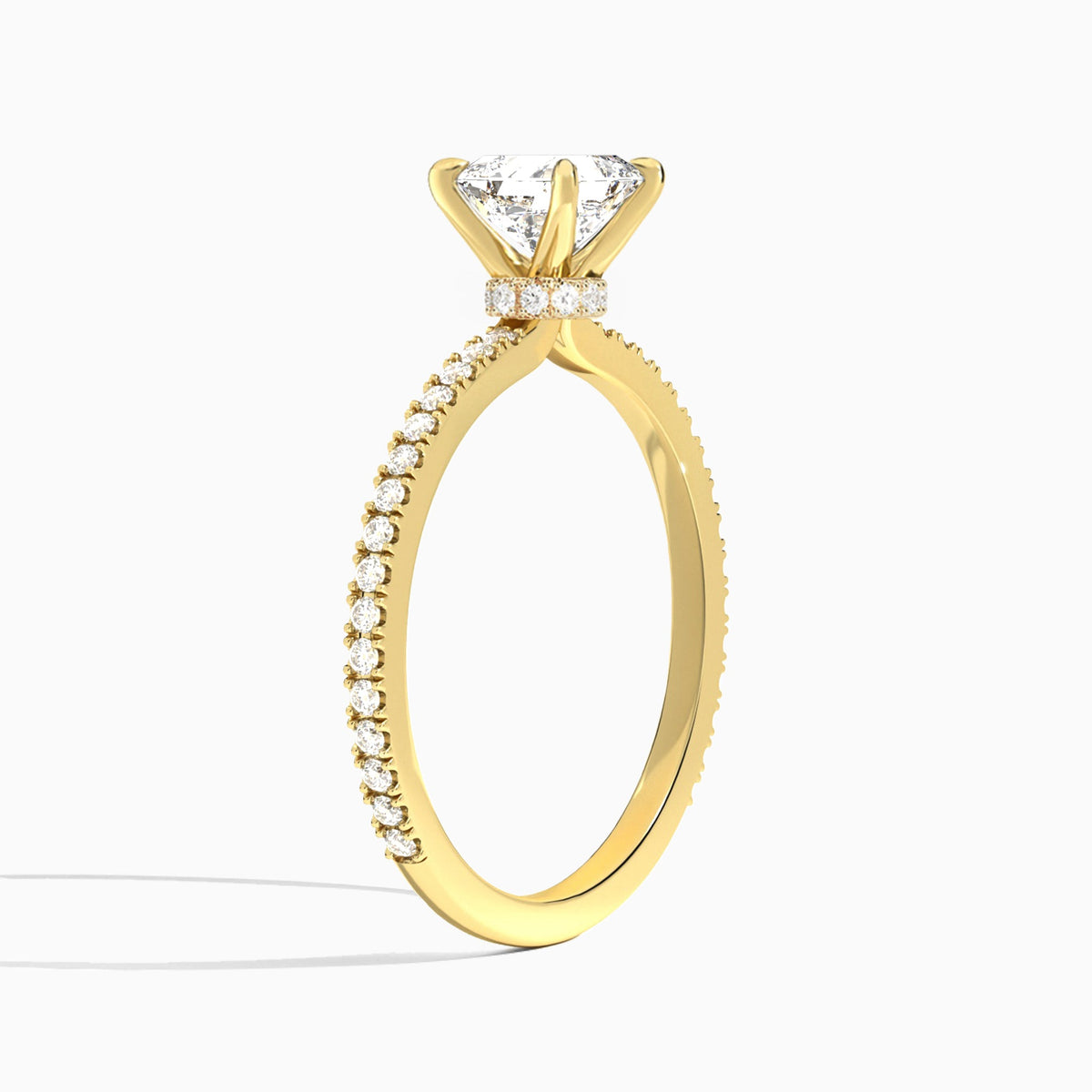 Asscher Aurea Lab Grown Diamond Engagement Ring In 14K Yellow Gold, Angle View