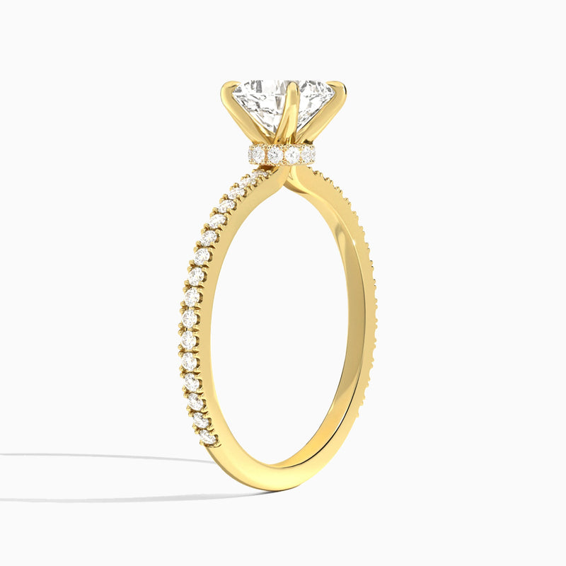 Cushion Aurea Lab Grown Diamond Engagement Ring In 14K Yellow Gold, Angle View
