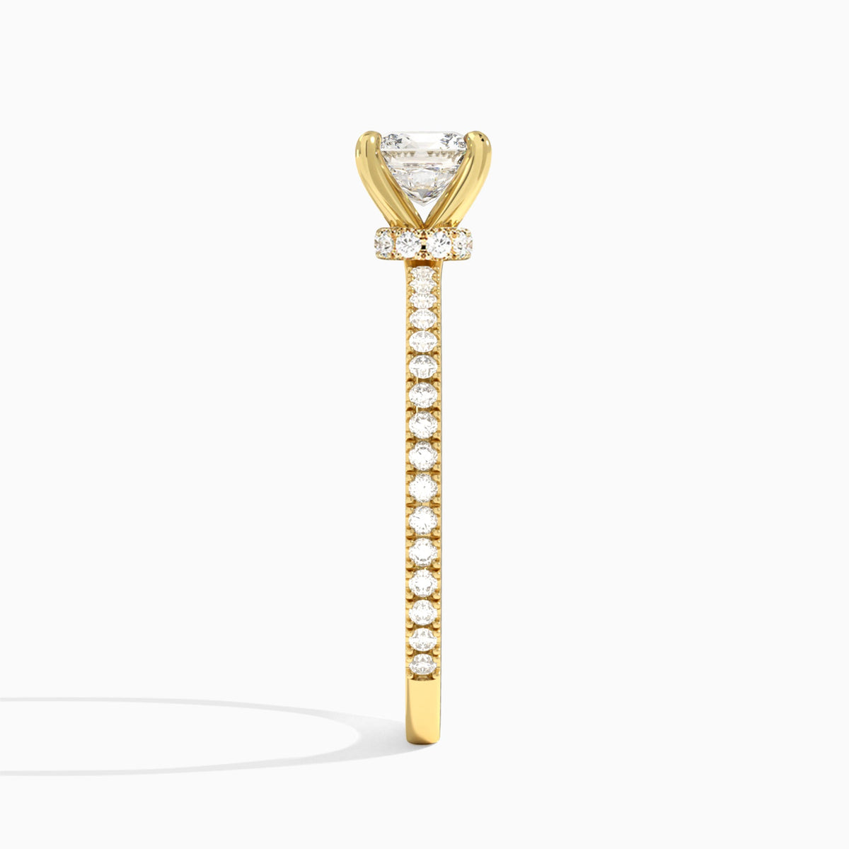 Cushion Aurea Lab Grown Diamond Engagement Ring In 18K Yellow Gold, Side View