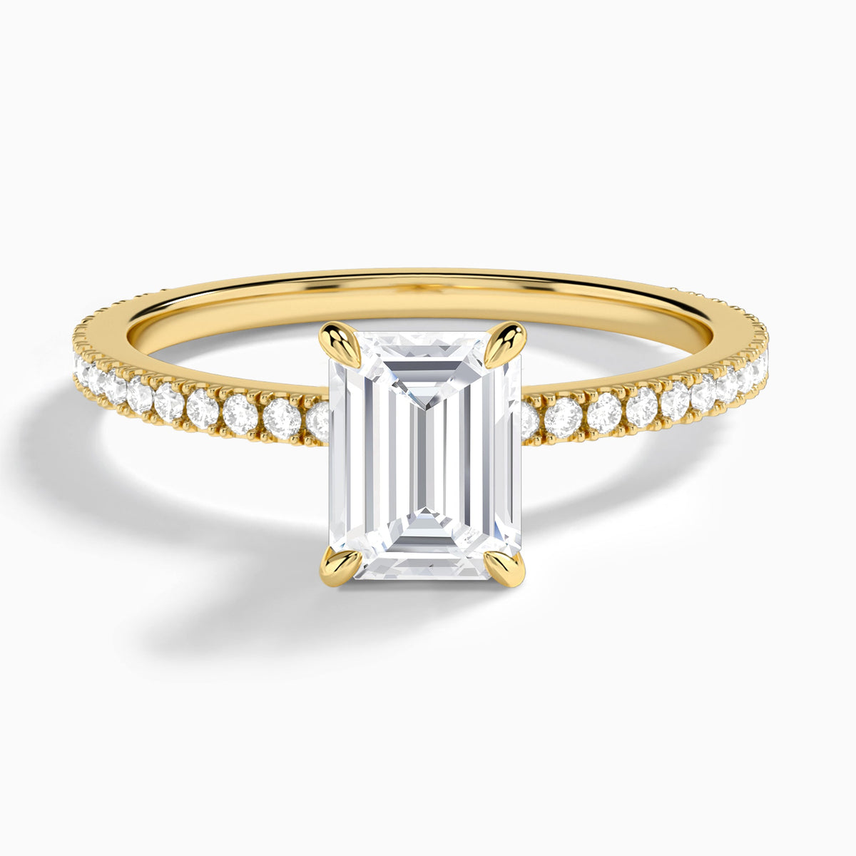 Emerald Aurea Lab Grown Diamond Engagement Ring In 14K Yellow Gold - Lucenjuri