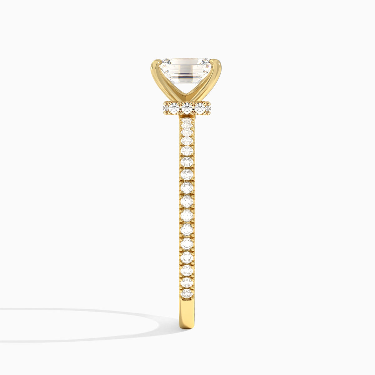 Emerald Aurea Lab Grown Diamond Engagement Ring In 14K Yellow Gold, Side View