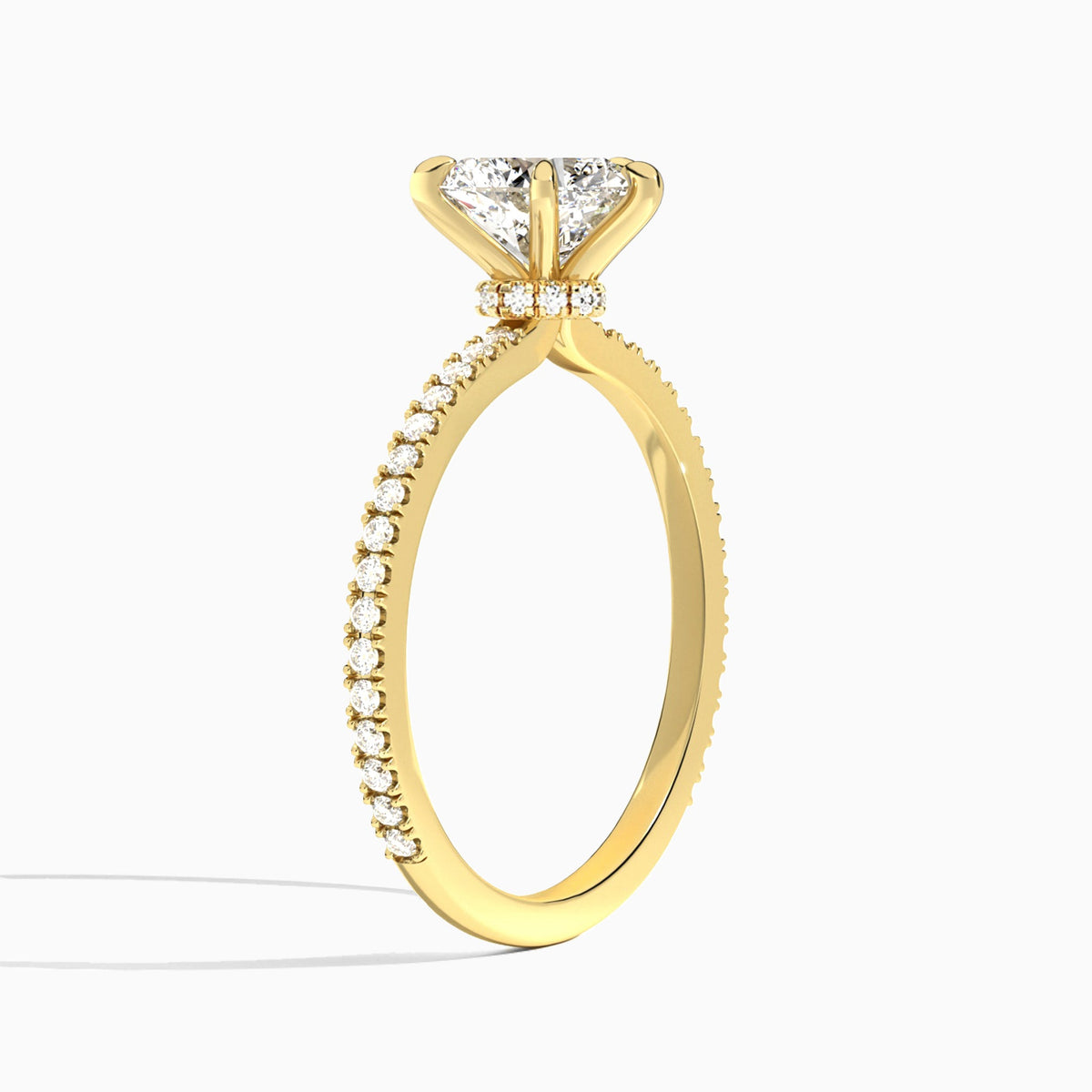 Heart Aurea Lab Grown Diamond Engagement Ring In 18K Yellow Gold, Angle View