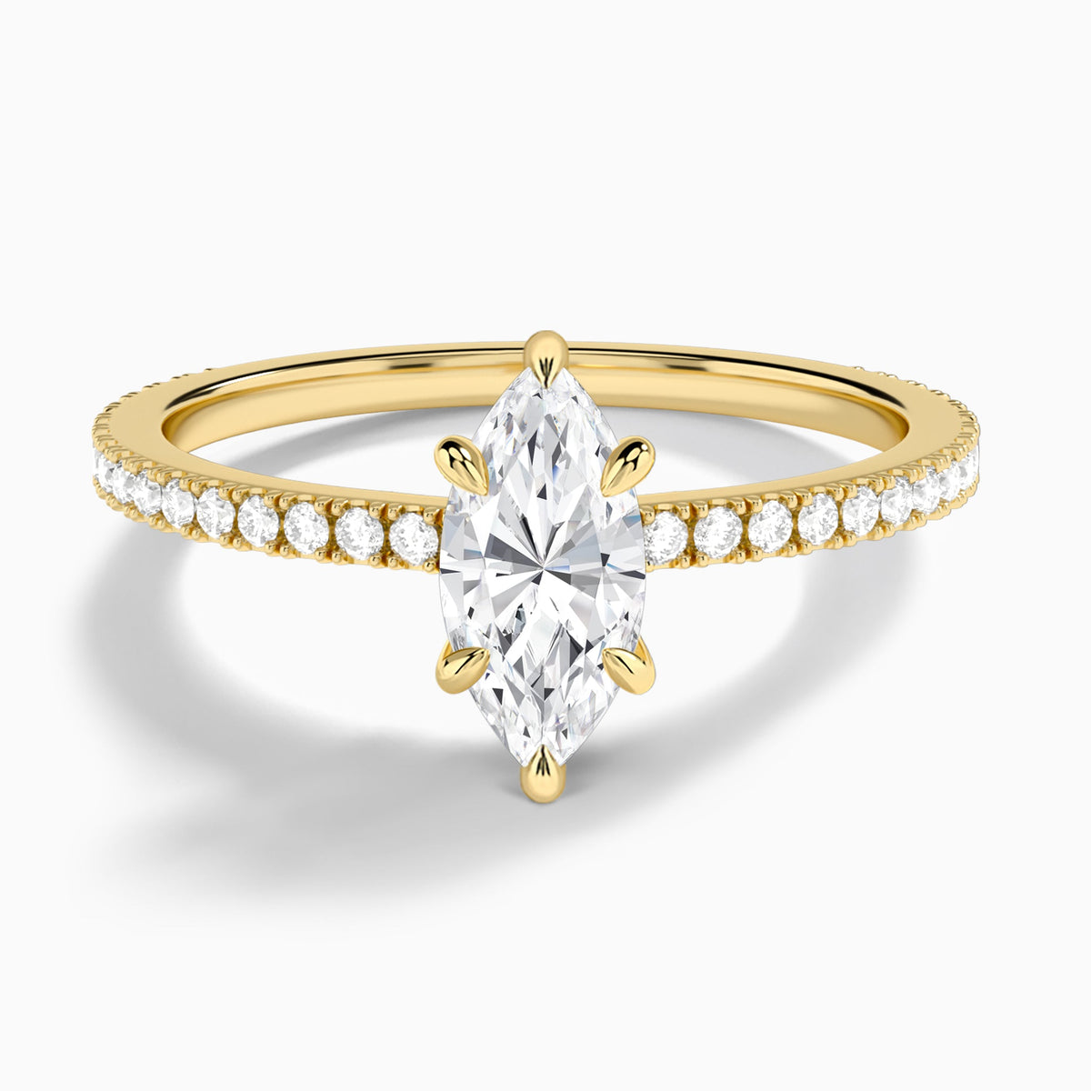 Marquise Aurea Lab Grown Diamond Engagement Ring In 18K Yellow Gold - Lucenjuri