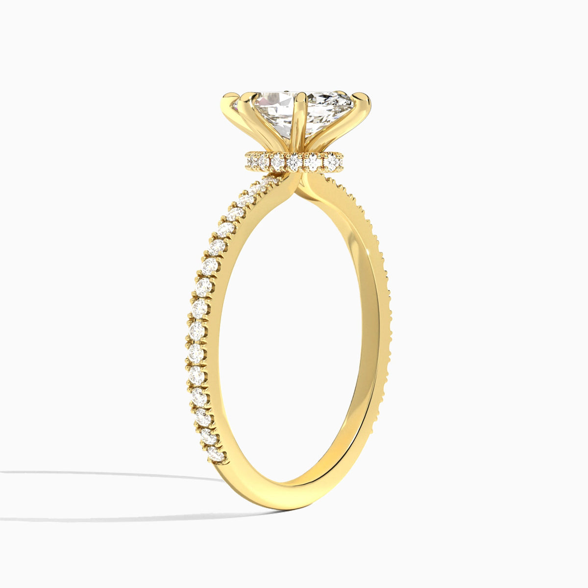 Marquise Aurea Lab Grown Diamond Engagement Ring In 18K Yellow Gold, Angle View
